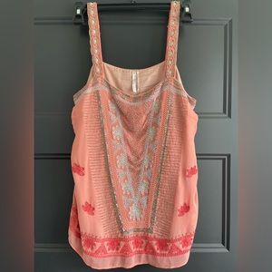 Feather Bone by Anthropologie size 2 beaded and embroidered tank top